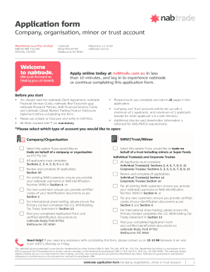 nabtrade Company or Trust Account Application Form