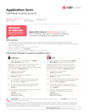 nabtrade Individual or Joint Account Application Form