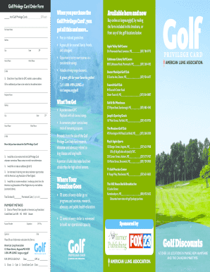Golf Privilege Card Order Form