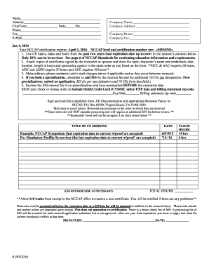 NCCAP Certification Renewal Form