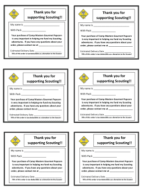 Scouting Popcorn Order Form