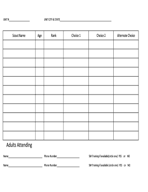 Scout Camp Registration Form