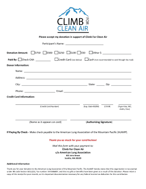 Climb For Clean Air Donation Form