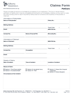 Liberty Insurance Pet Claim Form