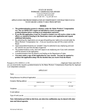 Maine Independent Contractor Status Application