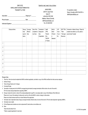 Employee Enrollment/Change/Termination Transmittal Form