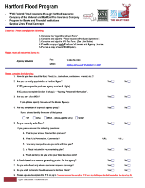 Hartford Flood Insurance Agent Enrollment Form