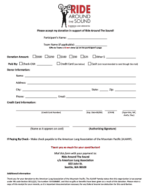 Ride Around The Sound Donation Form