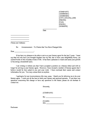 Literary Agent Change Notice