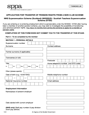 Application for Transfer of Pension Rights