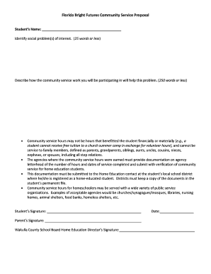 Florida Bright Futures Community Service Proposal