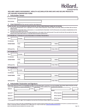 Hollard Life Assured Nomination Form