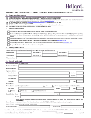 Hollard Linked Endowment Change of Details Form