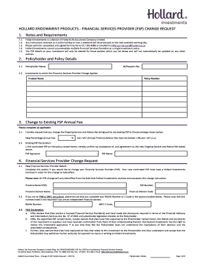 Hollard FSP Change Request Form