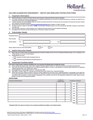 Hollard Guaranteed Endowment Switch Instruction Form
