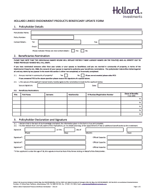 Hollard Beneficiary Update Form