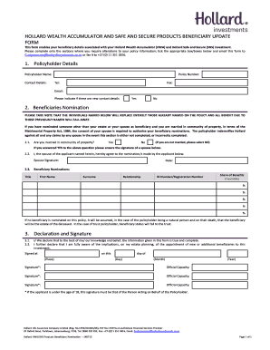 Hollard Wealth Accumulator Beneficiary Update Form