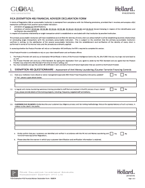FICA Exemption 4B Financial Advisor Declaration Form