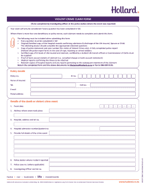 Violent Crime Claim Form
