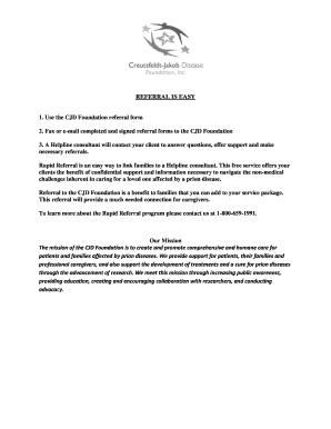 CJD Foundation Rapid Referral Form