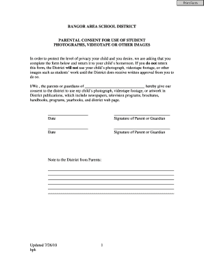 Parental Consent for Student Media Use