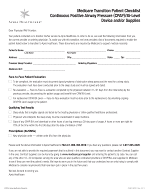 Medicare CPAP Transition Checklist
