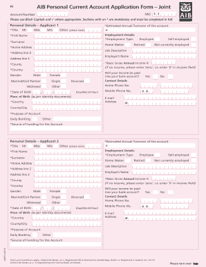 AIB Personal Current Account Application Form