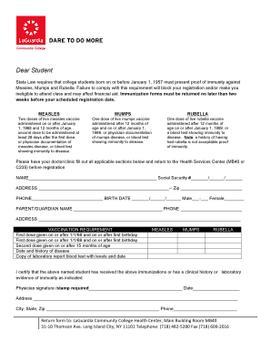 New York Measles Mumps Rubella Immunization Form