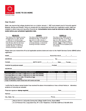 New York Measles Mumps Rubella Immunization Form
