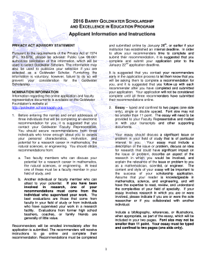2016 Barry Goldwater Scholarship Application