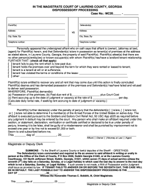 Georgia Dispossessory Proceeding Form