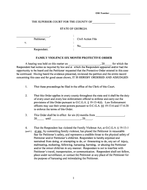 Georgia Family Violence Six Month Protective Order