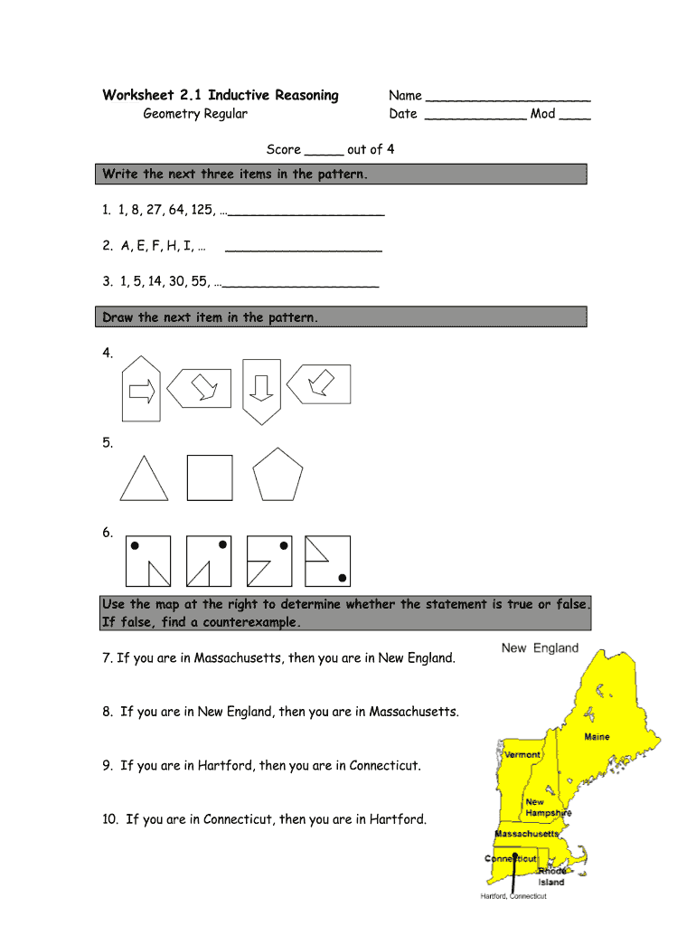 Geometry worksheet 2 1 inductive reasoning answers: Fill out & sign online  | DocHub