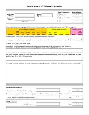 Salary/Bonus Exception Review Form