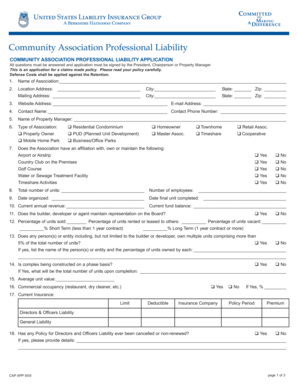 Community Association Professional Liability Application
