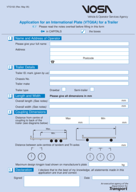 Application for an International Plate for a Trailer