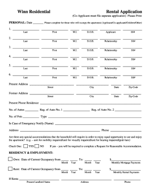 Winn Residential Rental Application