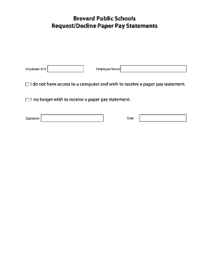 Brevard Public Schools Paper Pay Statement Request