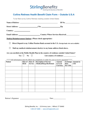 Collins Retirees Medical Reimbursement Form