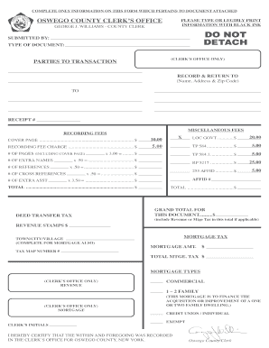 Oswego County Document Recording Form