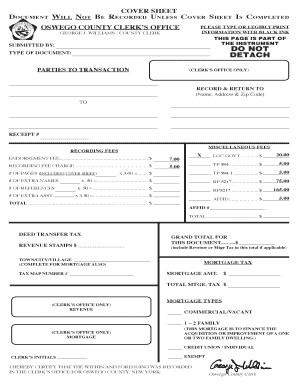 Oswego County Cover Sheet