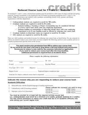 Reduced Course Load Request Form