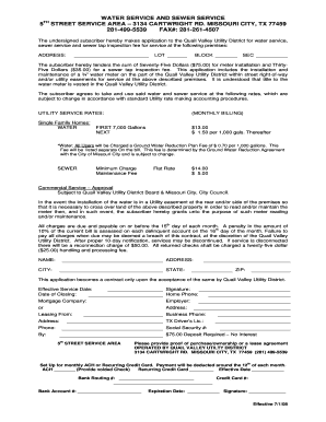 Water and Sewer Service Application