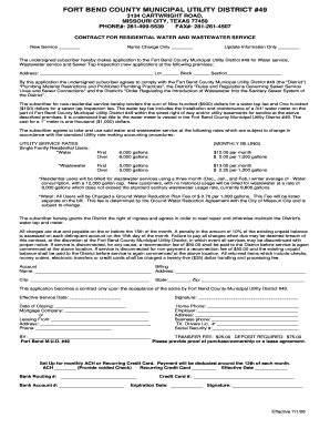 Contract for Residential Water and Wastewater Service