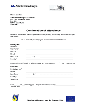 EU Job Interview Travel Expense Confirmation