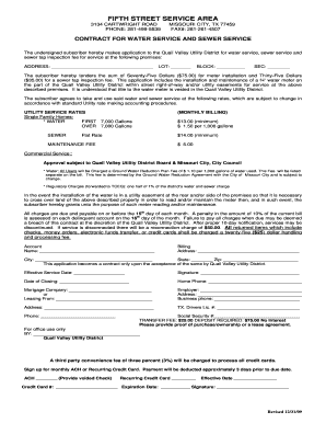 Quail Valley Utility District Water and Sewer Service Contract
