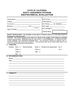 California Safety Assessment Program Geotechnical Evaluation Form