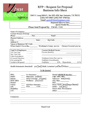 Request for Proposal - Business Insurance Quote