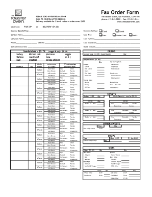 Fax Order Form