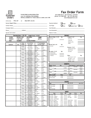 Fax Order Form